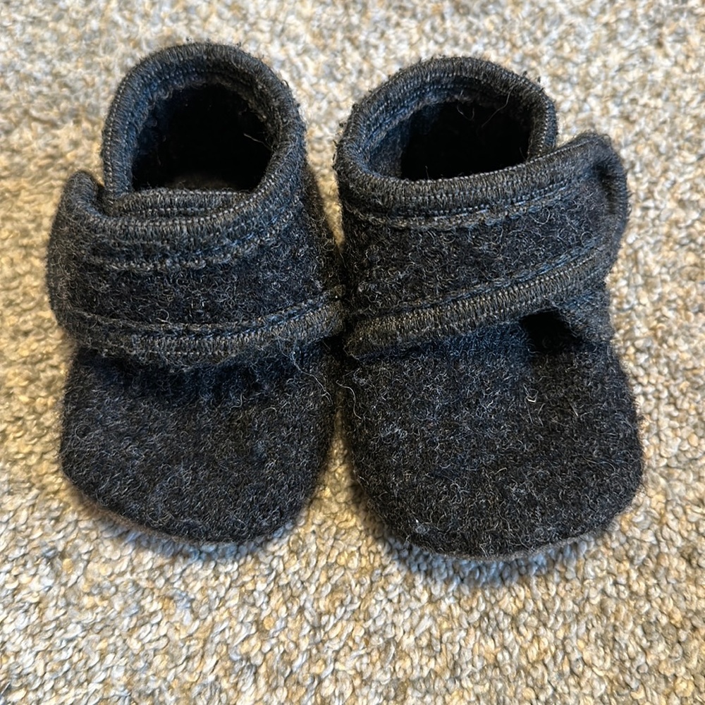 Melton Wool Velcro Baby Booties